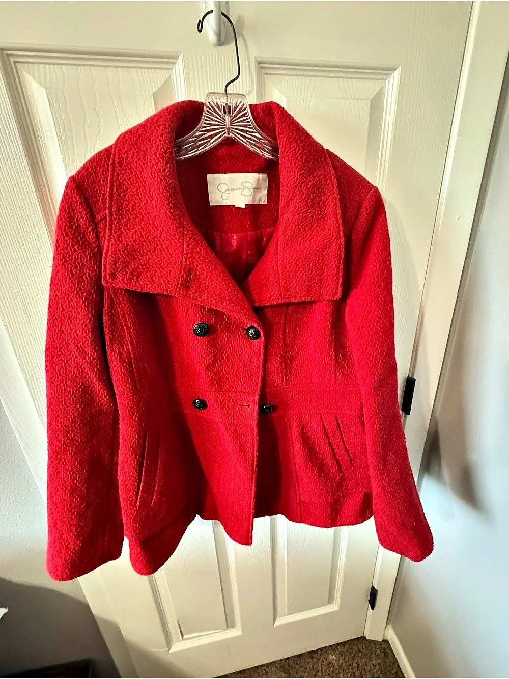 Jessica Simpson Red Double-Breasted Jacket Large Like New